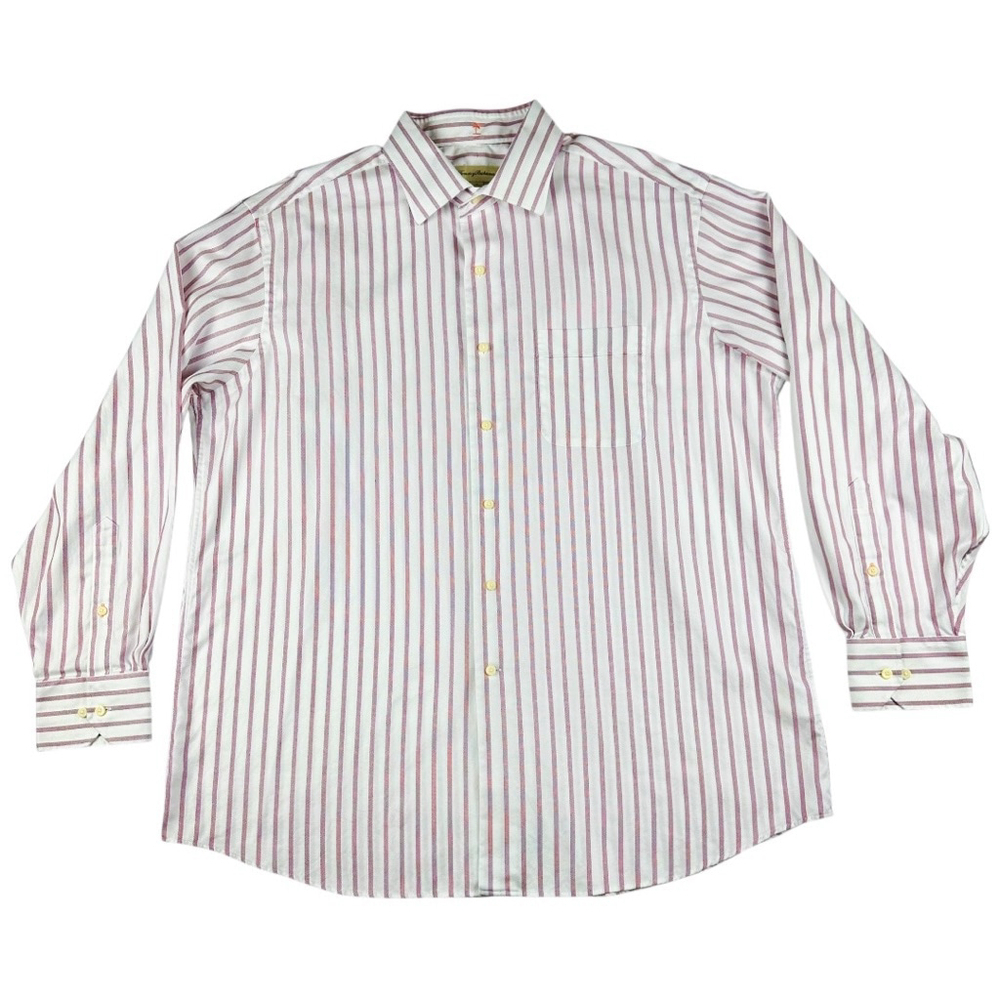 Tommy Bahama Egyptian Cotton Button Down Shirt Men’s Size S White & Red Striped